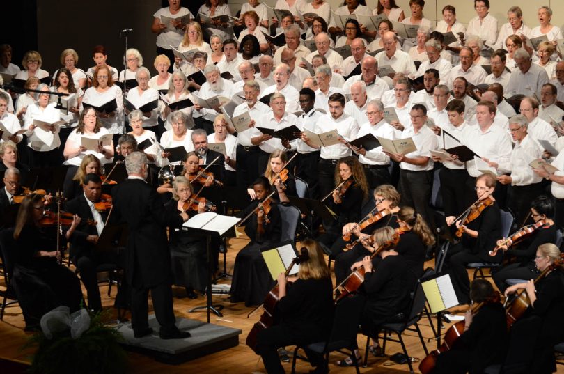 Musicians and choir performing