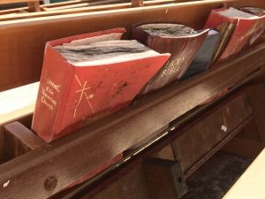 mission trip- church bibles and hymnals in disrepair