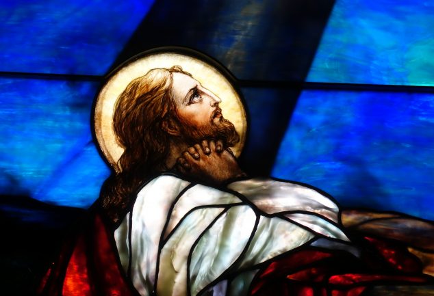 stained glass, Jesus praying