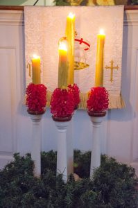 Christmas candles in wreath