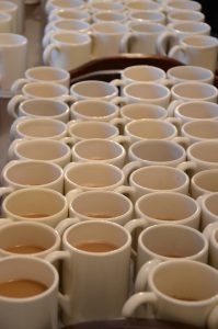 lovefeast coffee mugs filled
