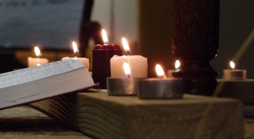 votive candles lit