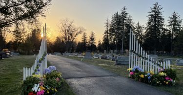 cemetery entrance on Easter