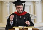Seminary graduate making speech