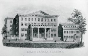 black and white drawing of Salem female academy