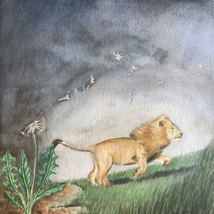 watercolor of lion